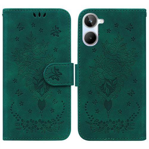 Saturcase Coque Pour Realme 10 4g, Une Rose Pu Cuir Magnétique Flip Portefeuille Support Porte-Carte Dragonne Protecteur Housse Étui Pour Realme 10 4g (Vert)