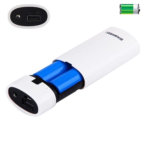 Boitier Batterie Externe Power Bank 2 X Pile 18650 (Non Inclus) 5600 Mah Port Usb Noir