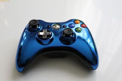 Lot - Manette Xbox 360 - Edition Limitée - Chromé ( Bleu) + 1 Jeu Pc Neuf (Voir Photos)