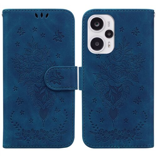 Saturcase Coque Pour Xiaomi Redmi Note 12 Turbo, Une Rose Pu Cuir Magnétique Flip Portefeuille Support Porte-Carte Dragonne Protecteur Housse Étui Pour Xiaomi Redmi Note 12 Turbo (Bleu)