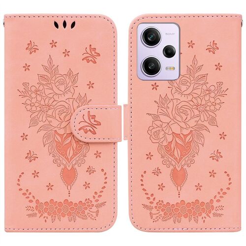 Saturcase Coque Pour Xiaomi Redmi Note 12 Pro 5g, Une Rose Pu Cuir Magnétique Flip Portefeuille Support Porte-Carte Dragonne Protecteur Housse Étui Pour Xiaomi Redmi Note 12 Pro 5g (Pink)