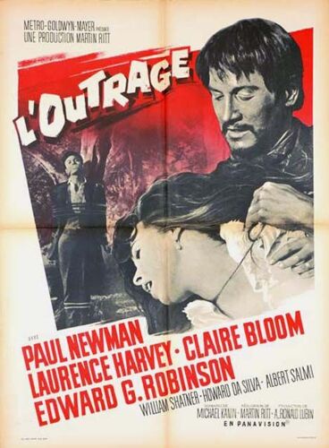 L'outrage (The Outrage) - Véritable Affiche De Cinéma - Format 60x80 Cm - De Martin Ritt Avec Paul Newman, Laurence Harvey, Claire Bloom, William Shatner, Edward G. Robinson - Année 1964