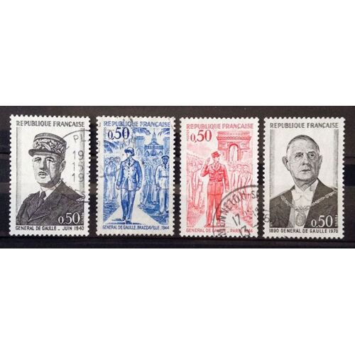 Série Général De Gaulle 1971 - N° 1695 1696 1697 1698 Obl - Cote 3,00 - France Année 1971 - N24328