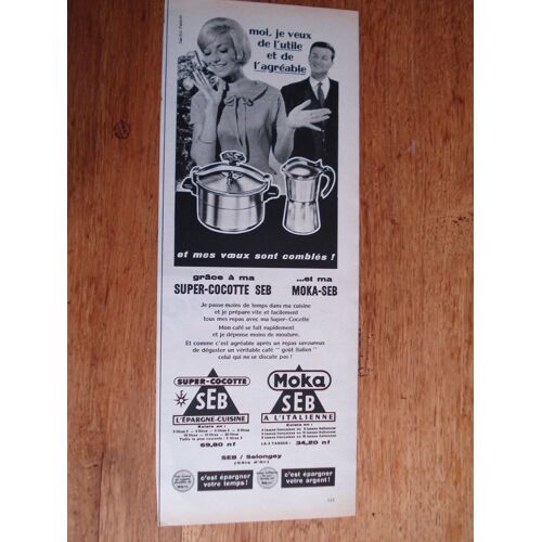 Publicité Années 1950/1960 Moi Je Veux De L'utile Et De L'agréable Super Cocotte Seb Et Moka Seb