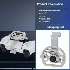 Volant épaisse de mannette des jeux vidéo - pour la Manette PS5 - avec fixation anti-vibrations et grand angle de rotation (Gris)