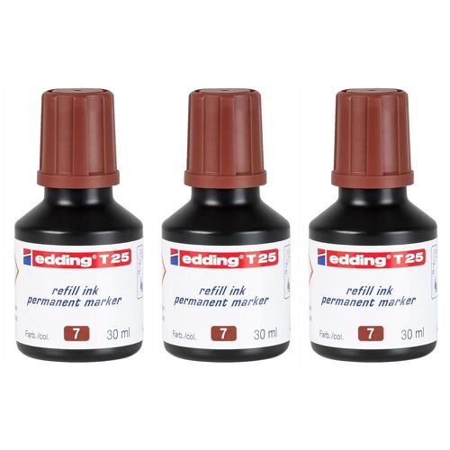 Edding Lot De 3 Recharges D'encre 30ml T25 Goutte À Goutte Pour Marqueur Permanent Marron
