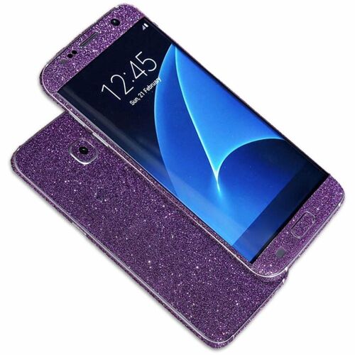 Sticker Samsung Galaxy S6 Edge Plus Violet Paillette Strass Bling Integral Autocollant