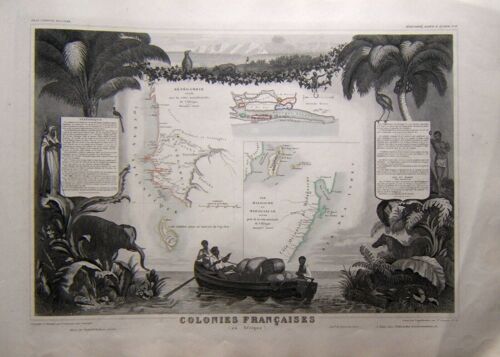 (Levasseur) Grande Carte Sénégambie, Madagascar. 1852 Afrique Tbe