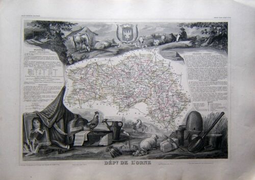 (Levasseur) Grande Carte Département De L'orne. 1852 Normandie Tbe