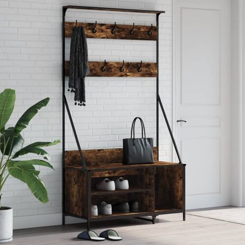 vidaXL Porte-vêtements et rangement des chaussures chêne fumé