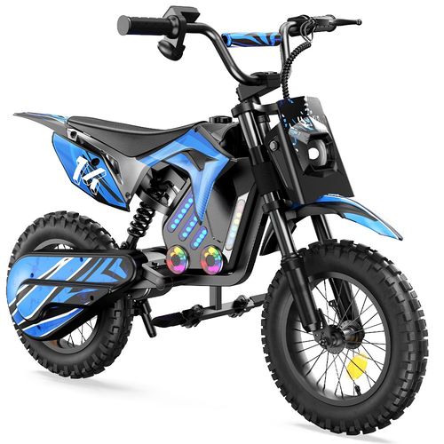 Motocyclette électrique Pour Enfants Avec éclairage d'ambiance Et Musique Bluetooth Adaptée Aux Enfants de 6 à 12 Ans Bleu