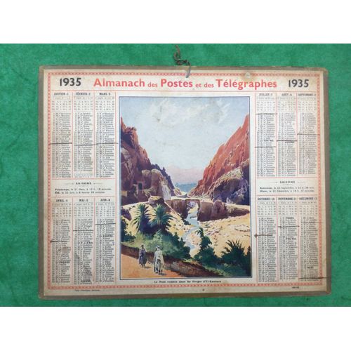 Calendrier Almanach Des Postes 1935 Pont D'El-Kantara Algérie