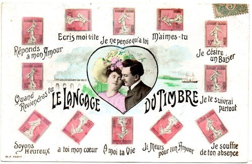 Carte Postale Ancienne Debut Xx Eme Siecle - Ecrite Et Timbree - Theme Homes - Femmes - Le Langage Du Timbre -9 Cm X 14 Cm