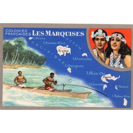 Cpa Theme Cartographie - Colonies Francaises Les Marquises -9 Cm X 14 Cm