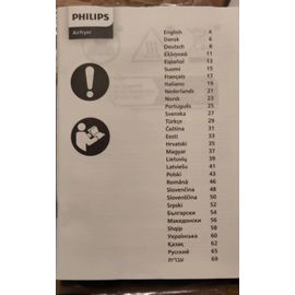 Notice mode d'emploi préconisations pour le Philips Airfryer essential plus particulièrement pour le HD925X comme le HD 9252/90 pour frire de manière saine en français english dansk deutsch espanol et