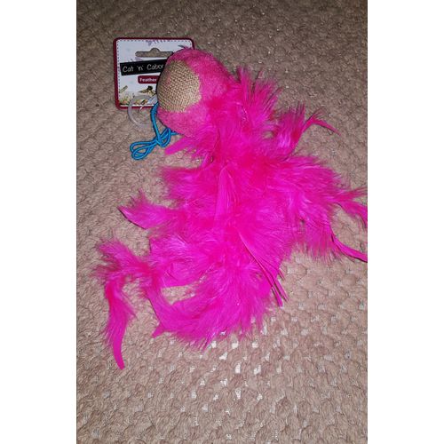 Balle Grattoir Pour Chat Avec Panache De Plumes Roses Fluo