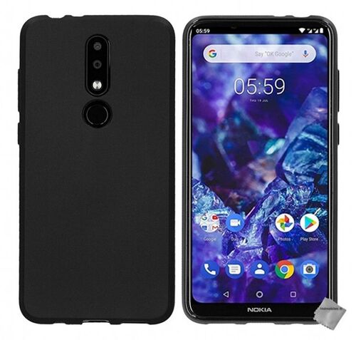Housse etui coque pochette silicone gel fine pour Nokia 6.1 Plus (2019) + verre trempe - NOIR