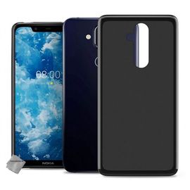 Housse Etui Coque Pochette Silicone Gel Fine Pour Nokia 8.1 (2019) + Verre Trempe - Noir