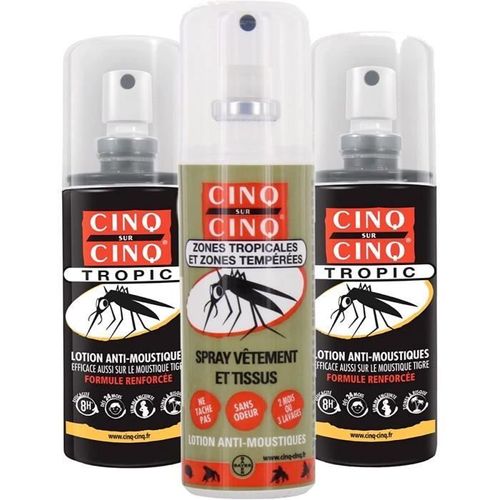 Cinq sur Cinq - Kit Haute Protection Contre Les Moustiques - Lot de 2 x Spray Tropic 75 ML + Spray Vètement 100 ML79