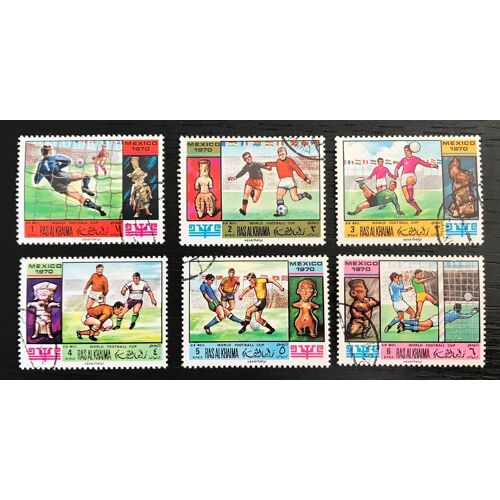 Lot De 6 Timbres Oblitérés Ras Al Khaima Football Mexico 1970