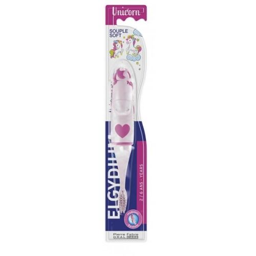 Brosse À Dents - Elgydium - Licorne - Ergonomique - Ventouse - Capuchon De Protection