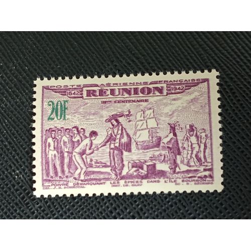 Timbre France / Reunion Y T 23 300e Anni De La Colonisation Française À La Réunion 1943 ( 090909 )
