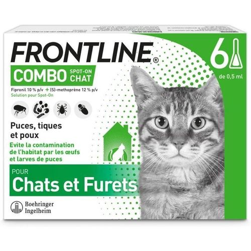 Frontline Combo Chat - Anti-Puces Et Anti-Tiques Pour Chat - 6 Pipettes