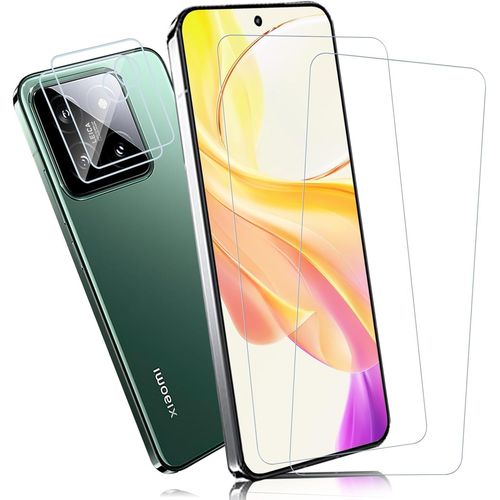 Cauc-2+2 Pièce Verre Trempé Pour Xiaomi 14 Vitre Protection Film, Sans Bulle 9h Résistante Aux Rayures Protection Écran + Caméra Protecteur, 0,33mm Hd Haute Sensibilité Protection D'écran Mi 14