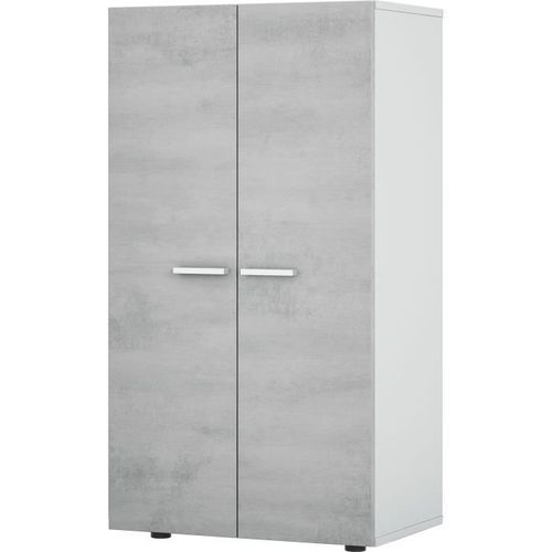 Meuble D'Entrée - Meuble À Chaussure - 2 Portes - Décor Effet Béton - L55 X P36 X H103 Cm - Star