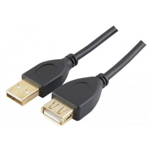 Rallonge USB 2.0 A/A or et ferrites noires - 1.5m