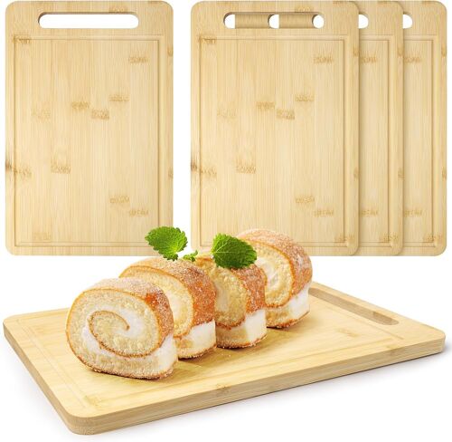 Lot De 5 Planches À Découper En Bois De Bambou Avec Poignées, Planche À Fromage, Charcuterie Pour Légumes, Fruits, Viande, Pain, 30,5 X 20 Cm