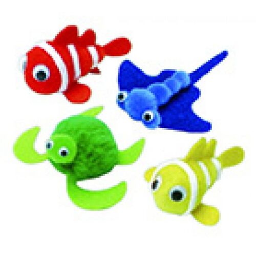 Kit Enfant Pompon Amis De La Mer : 4 Personnages À Créer Soi-Même
