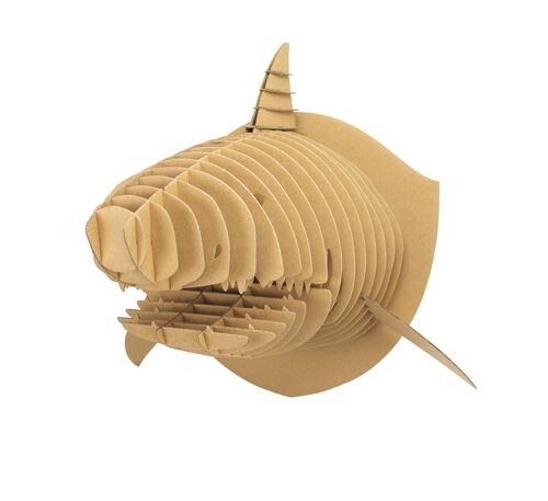 Maquette En Carton Trophée Requin 30 X 34 X 32 Cm