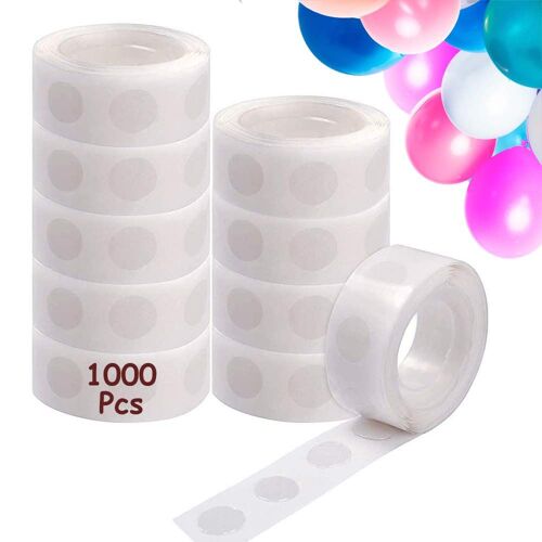 1000 Pcs Points De Colle Ballon, Colle Ballon Double Face Dots Ruban Colle, Amovible Autocollant Point Adhésif Pour Mariage Fête Anniversaire Décoration De Ballon (10 Rouleaux)