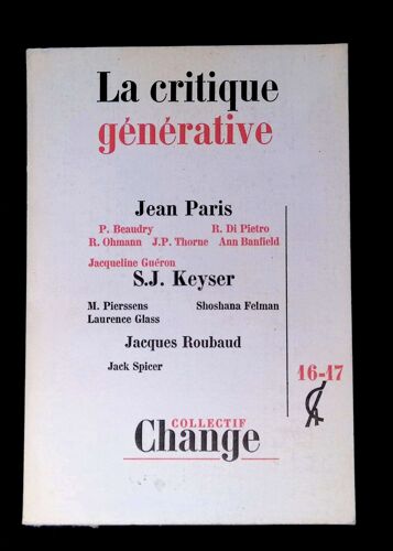 Collectif Change 16-17 La Critique Générative