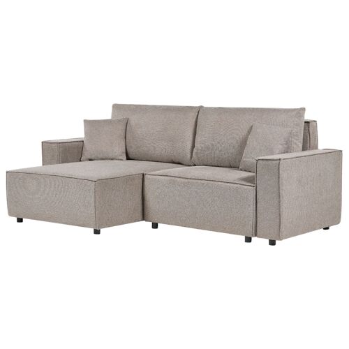 Canapé D'angle À Droite En Tissu Taupe Avec Rangement Karila