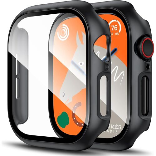 Aefj-2 Coques Pour Apple Watch Series 11/10 46 Mm, Protection D'écran En Verre Trempé 9h Intégrée, Coque De Protection Globale Haute Sensibilité Transparente Hd Pour Iwatch 46 Mm - Noir