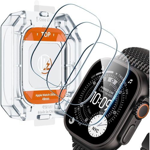 Aefj-3 Pièces Verre Trempé Protection D'écran Pour Apple Watch Ultra 3/Apple Watch Ultra 2/Ultra 49mm Pour Iwatch Ultra, Installation Automatique, Dureté 9h Résistant Aux Rayures, Sans Bulles