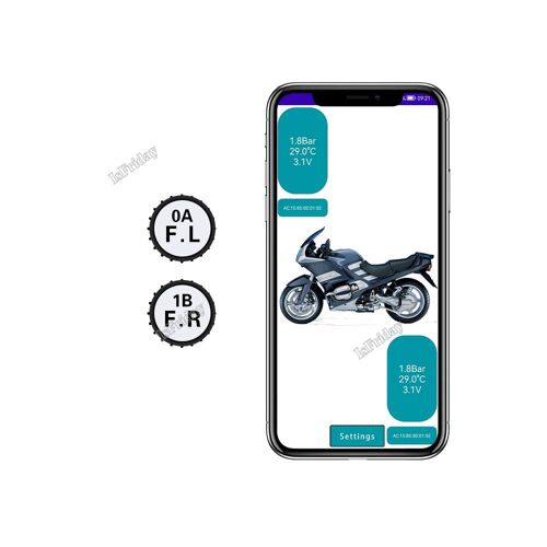 2 Capteurs - Système De Surveillance De La Pression De L'opathie De La Moto, Compatible Bluetooth, Capteurs De Pression, Sans Fil, Android, Ios, Moto, Voiture, Tpms