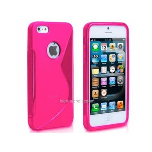 Housse Etui Coque Silicone Gel Rose Pour Apple Iphone 5 5s 5g + Film Ecran