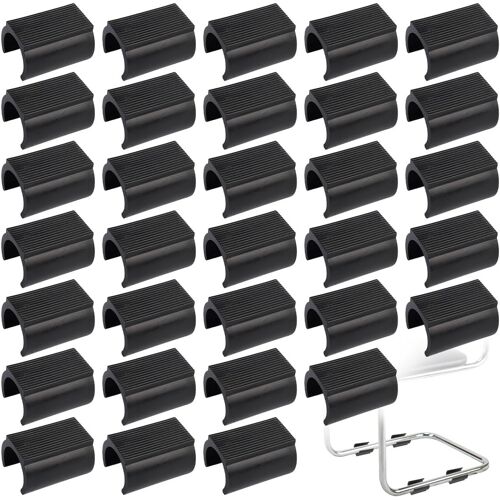 Set Of 32 U-Shaped Chair Leg Covers 25mm Non-Slip Plastic Chair Leg Covers For Furniture Legs 25mm Diameter Prevent Floor Scratches Black