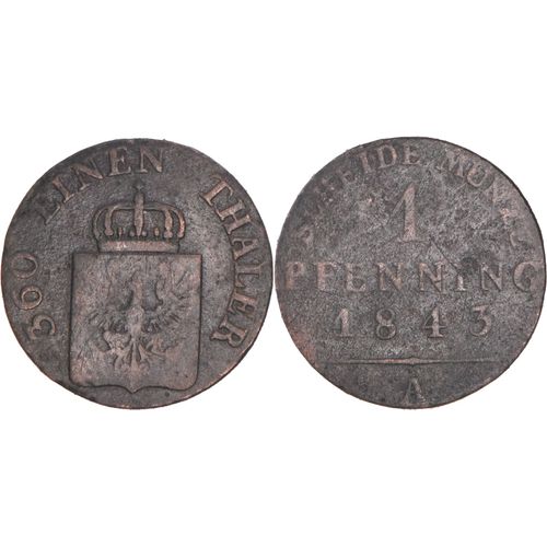 Allemagne - Prusse - 1843 - 1 Pfenning - Berlin (A) - Frédéric-Guillaume Iv - 08-171