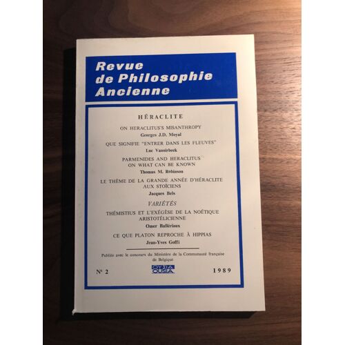 Tome Vii. N°2. Héraclite, Ousia, 1989
