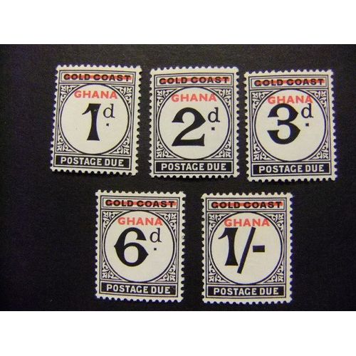 Ghana 1958 Timbres De Cotê De L` Or 1923-1952 Avec Surcharge Yvert Tax 1 / 5 ** Mnh