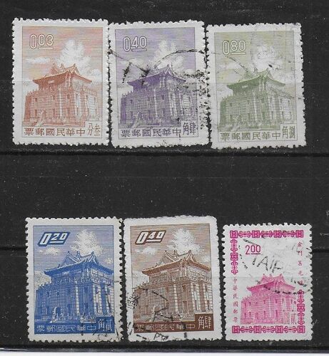 Chine 1956 : Pavillons - Série De 6 Timbres Oblitérés