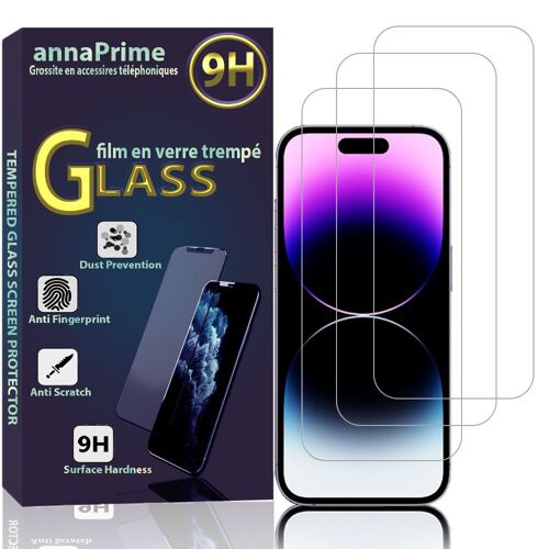 Lot / Pack de 3 Films Verre Trempé Pour Apple iPhone 14 Pro Max 6.7" protection d'écran