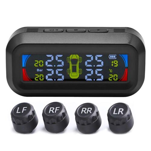 Externe - An-10c Voiture Solaire Tpms Lcd Affichage Numérique Auto Opathie Permission De La Pression Vore Alarme De Température Système D'iode Avec 4 Capteurs