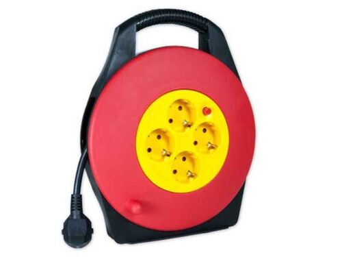 Rallonge câble 10m enrouleur multiprise x4 Arcas