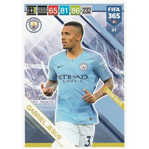 N° 27 - Carte Adrenalyn Xl Panini Foot Fifa 365 2019 - Gabriel Jesus - Manchester City