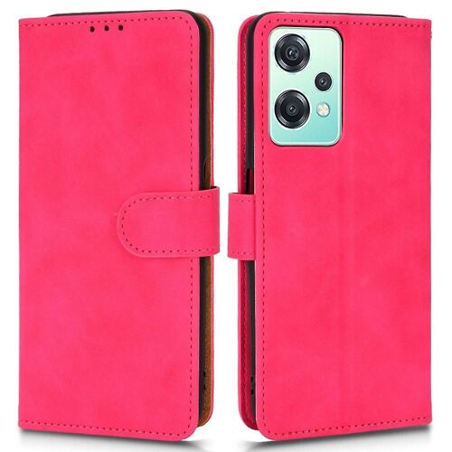 Pour Oneplus Nord Ce 2 Lite 5g Skin-Feel Flip Coque En Cuir Rose Rouge